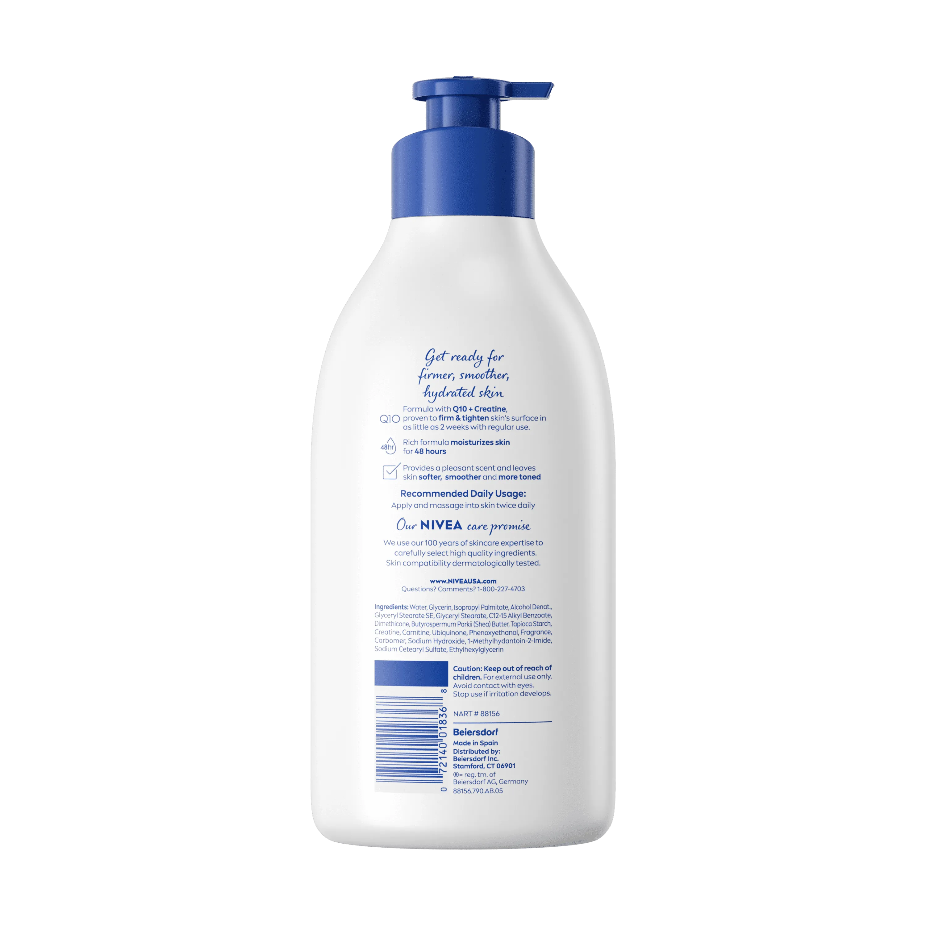 NIVEA Skin Firming Hydration Body Lotion with Q10 and Shea Butter, 33.8 Fl Oz Pump Bottle